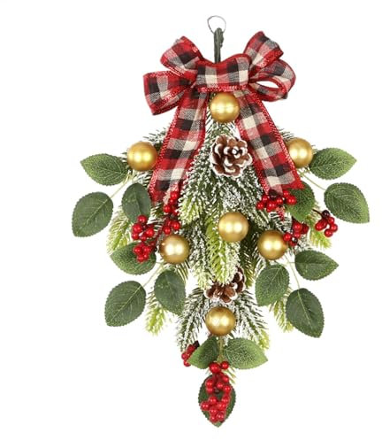 Weihnachtsgirlande, Outdoor-Girlande, Weihnachtsgirlande, Haustür Weihnachtsgirlande, Weihnachtsgirlande Ornament, wetterbeständige Weihnachtsgirlande, Feiertagsgirlande für Tür,