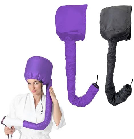 UILYNIU 2 Pezzi Nero Viola Casco Asciugacapelli Cuffia Asciugacapelli per Phon Diffusore Capelli Ricci Universale Cuffia per Condizionare in Profondità Asciugare Modellare Arricciare Capelli.