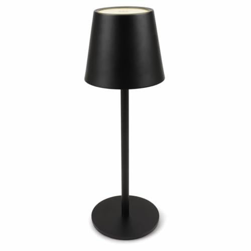 AddLiving LED Tischlampe | Kabellose Nachttischlampe | Tischleuchte für Wohnzimmer, Schlafzimmer, Büro | Touch-Lampe dimmbar | USB-C Aufladbar | 3 Lichtfarben | 56 LEDs | Wetterfest IP44 (Schwarz)