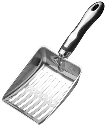 Cat Litter Scoop, Stainless Steel Scooper, Easy to Clean (Black)