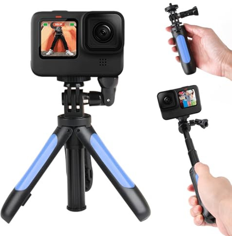 23cm/Inch Mini Tripod Selfie Stick for Camera,Webcam Stand,Compatible with Action Cameras Gopro EK7000/EK7000 Pro/Brave 7/Brave 8/V50X/V50 Pro/V50 Elite/Brave 4 Pro/Brave 7 LE & Other Action (BLUE)