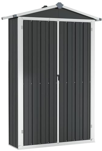 Myheimly Gerätehaus Anthrazit 116x45x175 cm Verzinkter Stahl Ohne Boden Geräteschuppen Geräteschrank Gartenschrank Schuppen Garten