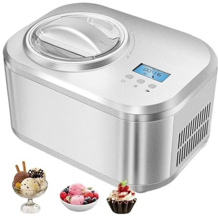 Máquina automática de helado con compresor integrado, hace helado casero, sorbete, yogur congelado y más, pantalla LCD fácil de usar