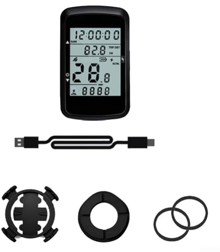 Allthingstore Computer per bicicletta GPS tachimetro da 2,4 pollici display retroilluminato, sistema di posizionamento satellitare 5 per mountain bike (con supporto esteso)