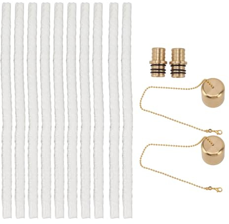 Pilipane 10pcs Weinflaschen Torch Docht Kit Fiberglas Ersatz Dochte mit Messing -Fackel -Docht -Halter und Kappen für DIY Hausgemachte Torch Indoor Outdoor -Dekoration