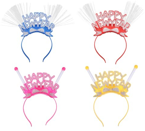 VICASKY 4 StüCk Led HaarbüGel Mit Blinkenden Lichtern Glitzer Haarreifen FüR Silvester Und Neujahrsparty Festival Stirnband Als Party Haarband-ZubehöR
