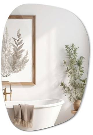 Tulup Spiegel ohne Rahmen 67,9x47 cm Asymmetrischer für Badezimmer, Vorzimmer, Esszimmer, Schlafzimmer Wandspiegel Organisch Industrial Style Minimalistisch Moderner Design Unförmig Irregulär