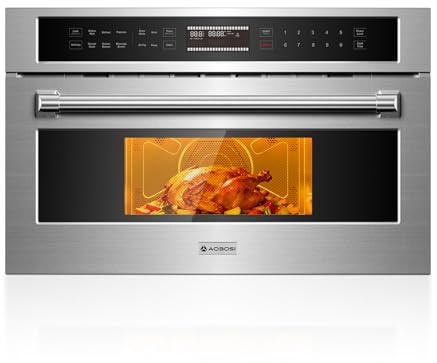 AAOBOSI 30 Inch Built in Microwave Oven,1.6 Cu.Ft Wall Microwave Convection Ovens Air Fryer Combos, 1000Watt Power Sensor&Auto Cook, 10 Cooking Modes, Drop Down Door,Stainless Steel