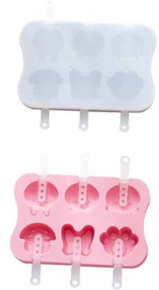DIYEAH 2 juegos Moldes de Silicona para Paletas de Hielo DIY con Tapa Diseño Compacto y Creativo Fáciles de Desmoldar y Limpiar para Helados Caseros y Repostería Colores Rosa y Gris