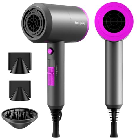 Supgaliy Ionic Hair Dryer, 1800W AC Motor Fast Drying, Overheat Protection | Professional Portable Hairdryer with Diffuser & Concentrator, Cool Shot Button for Women Home Travel Salon for All Hair Types