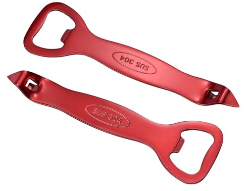 QUARKZMAN 2Pcs Abrebotellas Manual Abrelatas De Acero Inoxidable Rojo