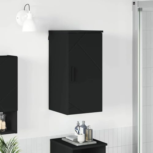 GeenYuu Armadietto da bagno da parete in legno nero, 30 x 31,5 x 61 cm, con 2 ante, mobile da bagno salvaspazio, per lavandino e bagno degli ospiti
