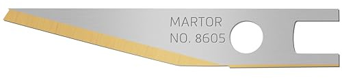 MARTOR 100x Lama grafica 8605, TiN, dispenser di sicurezza | Nitruro di titanio, affilatura bilaterale, GRAFIX 501 & TRIMMEX CUTTOGRAF, No. 8605.65