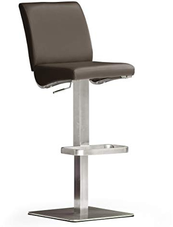 Robas Lund Barhocker Braun mit Lehne Barstuhl drehbar 180 Grad, Hocker höhenverstellbar, PU DI.AZ
