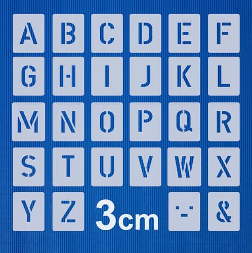 Schablone Buchstaben groß 3cm / 1 Satz Alphabet A-Z - 26 + 4 Sonderzeichen. Nr.0035