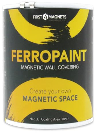FIRST4MAGNETS FerroPaint® Charcoal Magnetic Paint for Walls, Bedroom, Office, Kitchen, Playroom, Classroom, DIY and Renovation - 5 Litre - 2 Tins