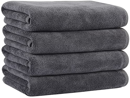 KinHwa Mikrofaser Handtuch 4er Set | Weiche und leichte Microfaser Handtücher, Super saugfähiges Sporthandtuch| 40cm x 76cm | Reisehandtuch Schnelltrocknend & fusselfrei | Grau