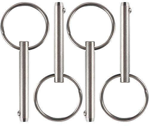 4 Pack Quick Release Pin, Diameter 1/4(6.3mm), Usable Length 1.57(40mm), Overall Length 2(51mm), Full 316 Stainless Steel, Bimini Top Pin, Marine Hardware