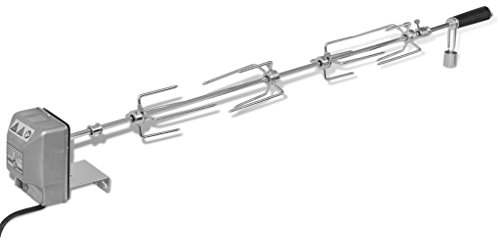 Tidyard 117cm Grillspieß Set mit Motor 220-240V, 1000 mm,Motorbetriebene Spieß Automatisch Drehspieß BBQ für Rotisserie und Gasgrill, Universal Einsetzbar Grill Grilldrehspieße,Stahl
