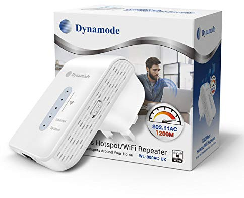 DYNAMODE WL-800AC-UK AC1200 2.4Ghz / 5Ghz WiFi Extender, Covers Up To 800 Sq-ft, WiFi Range Extender Supports Up To 1200 Mbps Speed Wireless Signal Booster And Access Point