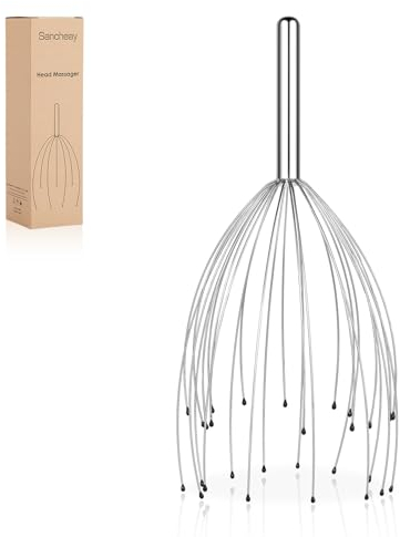 Sancheay Kopfmassagegerät, Manueller Kopfhaut-Kratzer, Handheld Kopfhautmassagegerät für tiefe Entspannung, Haarstimulation und Stressabbau (Gold & Silber)
