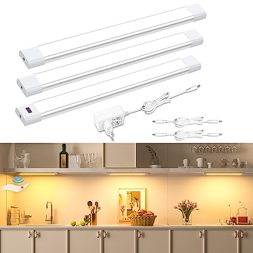 WOBANE LED Unterbauleuchte Küche mit Berührungsloser Sensor,3x30cm Dimmbare LED Schrankbeleuchtung,Küchenleuchte unterbau,für Küche,Schrank,Regale,Vitrinen,Kleiderschrank,Ultra Hell 2700K Warmweiß,12V