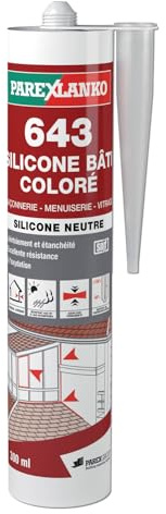 PAREXLANKO - Mastic silicone - 643 Silicone Bâti Coloré - Pierre - 300ml | Pour joints menuiserie, dilatation et vitrage - Intérieur/extérieur - Étanchéité bâtiment - Finition colorée durable