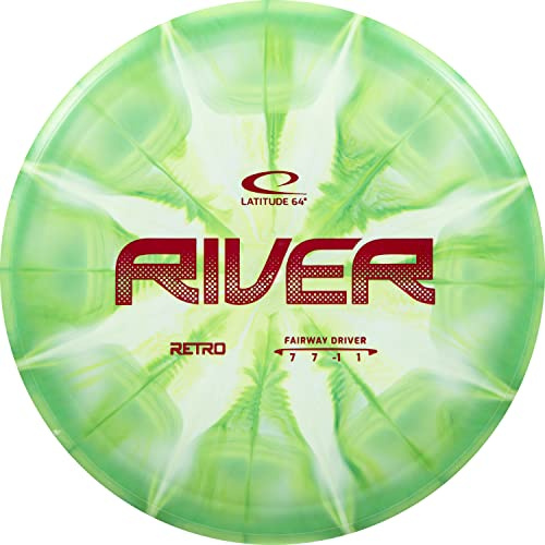 Latitude 64 Retro Burst River Distance Driver Disc Golf Disc | Maximum Distance Frisbee Golf Disc | Easy to Throw for Beginners | 170g Plus | Stamp Color and Burst Pattern Will Vary (Green)
