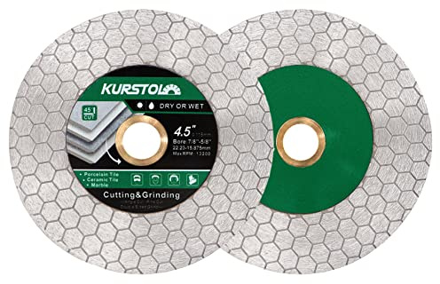 KURSTOL Disque Diamant - 2 pièces 115mm Disques à tronçonner diamantés Pour couper et meuler les carreaux de céramique, la porcelaine, le granit, le marbre