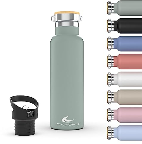 Daikoku Botella Agua Acero Inoxidable - 750ml - Botella Térmica - Bebidas Frías 24 Horas y Calientes 12 Horas - Botella Agua Antigoteo - Doble Pared Libre de BPA - Cantimplora Termica - Verde Pastel