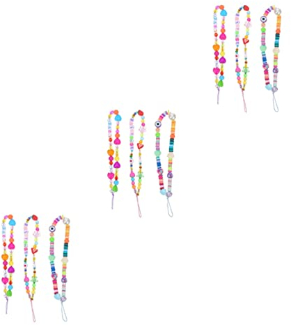 UKCOCO 9 Stk Handy Kette Handy Riemen Perlschnur Handy Seil Handy-anhänger-schlüsselband Smartphone Handy-hängeband Handykette Kristallperlen Schlüsselanhänger Polymer-ton Teufels Auge