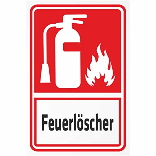 INDIGOS UG - Alu - Dibond Schilder 3mm - Sicherheit - Feuerlöscher - Kombi - 300x200 mm - Hotel, Firma, Schutz, KITA, Arzt, Praxis, Wohnung