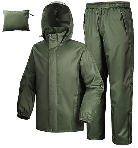 33,000ft Men's Waterproof Rainsuit Packable Rain Set with Reflective Strips