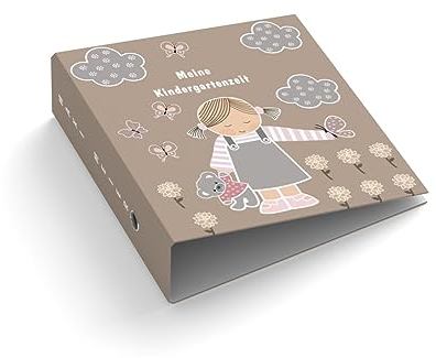 Ringordner | Ordner | mit Name personalisieren | Little Girl | braun | Mit Griffloch | für DIN A4 | 7,4 cm breit | Mädchen | Kindergarten | Garten
