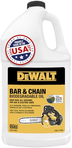 DEWALT Aceite biodegradable para motosierra, lubricante profesional de alto rendimiento, no tóxico, verde, ecológico, ultradelgado, lubricante para barra y cadena, 1 galón, DXCC1202