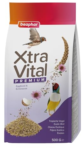 Beaphar Xtravital Aves Exóticas - Alimentación Premium - Contiene Semillas y Cereales - Fortalece su Sistema inmunológico - Proporciona un Plumaje denso y Mantiene en Buena Salud - 500g