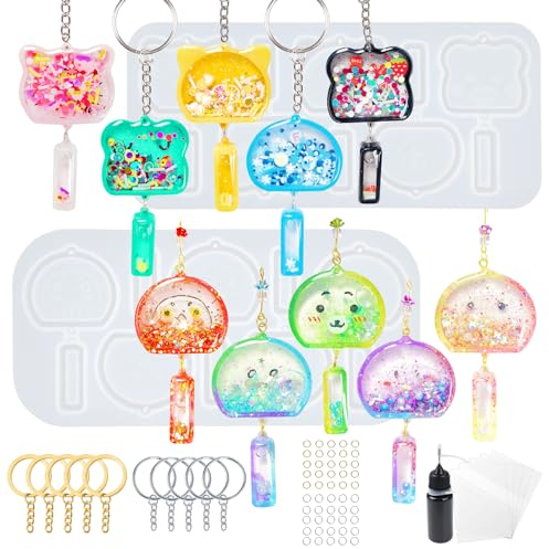 FUNSHOWCASE Windspiel Gießform Shaker Form Kunstharz Kawaii Schlüsselanhänger Siegelfolien Kunststoffflasche 68er Set