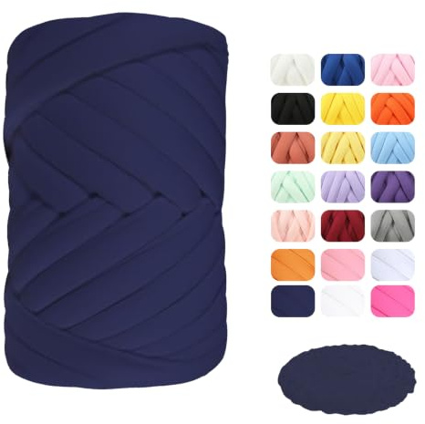 Maxee Dicke Wolle Garn 500g, Chunky Yarn XXL Wolle zum Handstricke, Sperrige Textilgarn zum häkeln für körbe, Decke, Kissen, Rucksack,Strickoberfläche,Marineblau