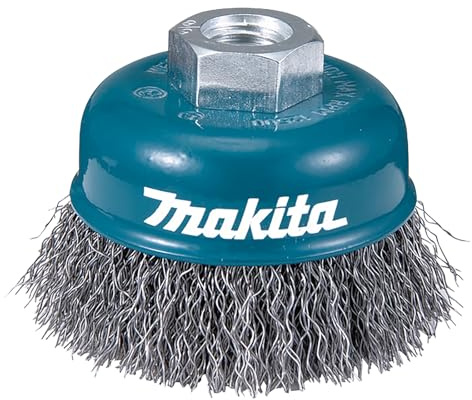 Makita D-77453 Topfbürste Ø 75 mm INOX, gewellt, Edelstahldraht, M14 Gewinde Aufnahme, Drahtbürste für Winkelschleifer zum Entrosten, Entzundern, Aufrauen und Reinigen von Stahl und Edelstahl