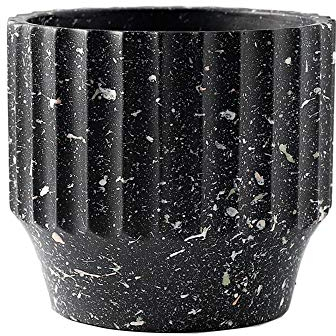 Gartendekoration, Pflanzgefäß, runder Sukkulententopf, Keramik-Blumentopf, bemalter Sukkulenten-Blumentopf mit Ablaufloch, Fensterbank-Halter (schwarz, 17,5 cm)