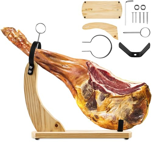 Muyoka Ham Stand Ham Holder with Non-Slip Pads Professional Prosciutto Carving Stand for Carving Spanish Hams and Italian Prosciutto 38x17x43 cm