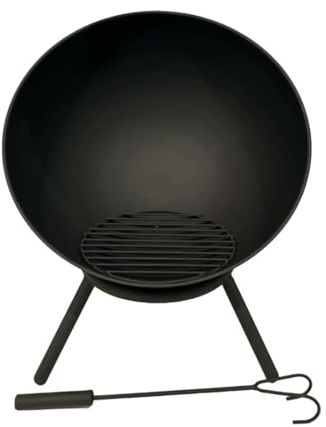 Jet-Line® Cuenco para hoguera Navaro | Outdoor Living | Brasero de jardín | Terraza | 60 cm inclinado u horizontal | chispas contra el viento | negro | cesta de fuego | exterior | barril de fuego