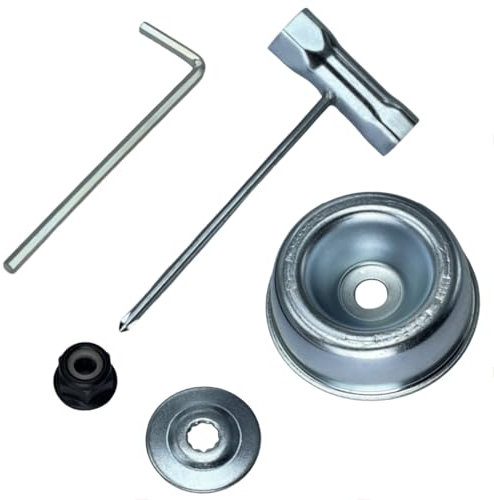 Kit de mantenimiento de adaptador de hoja adecuado para Stihl FS55 FS55R FS56 FS56RC FS70R FS80 FS85 FS90 FS90R FS94 FS100RX Kit de 5 piezas (arandela de empuje, placa de conductor, tuerca de cuello,