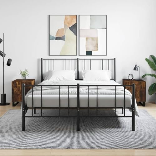 LAPOOH Nachttische 2 STK. Räuchereiche 40x40x50 cm Holzwerkstoff, Nachtschrank, Nachtkonsole, Bedside Tables, Beistellschrank, Nachtkästchen, Nachtkommode, Nightstand 827623