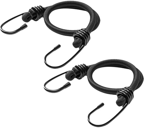 Aikeis 2 corde elastiche nere con gancio, corde elastiche per esterni, elastici multiuso campeggio, portabici (8 mm x 60 cm)