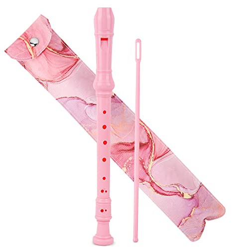 Czzmy Flauta de pico soprano, con bolsa de cuero de la PU, varilla de limpieza y tabla de digitaciones,8 agujeros C llave flauta de pico digitación barroca/alemán instrumento de viento para