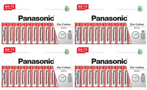 PANASONIC Confezione da 4 blister da 12 batterie Red Zinco-Carbon AA LR06-1,5 V