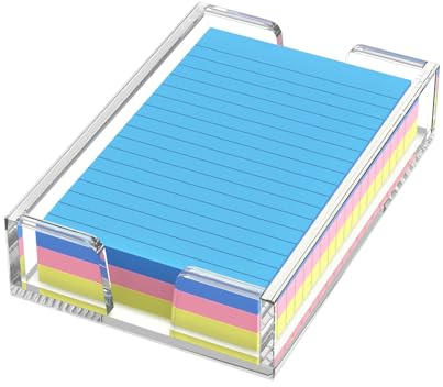 WINFFOR Akryl anteckningsblockshållare dispenser – 10 x 15 cm självhäftande anteckningshållare självhäftande anteckningsbok organiserare (W/O dynor) kontor skrivbord tillbehör skolmaterial