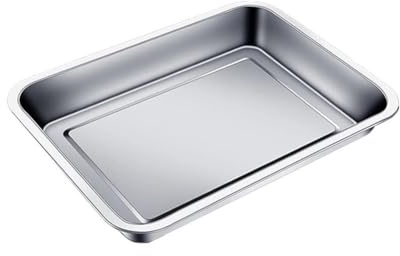 Creperture Teglia da forno, 45 x 35 x 4,8 cm, in acciaio inox, rettangolare, facile da pulire, per cuocere