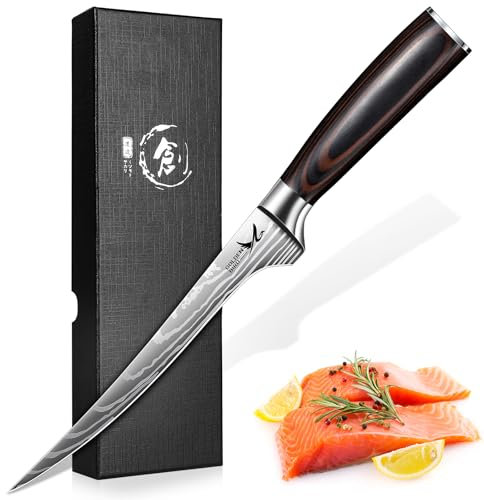 Golden Bird Filetiermesser für Fisch und Fleisch, 18 cm Ausbeinmesser Profi aus deutschem Edelstahl, flexibles Küchenmesser mit ergonomischem Holzgriff